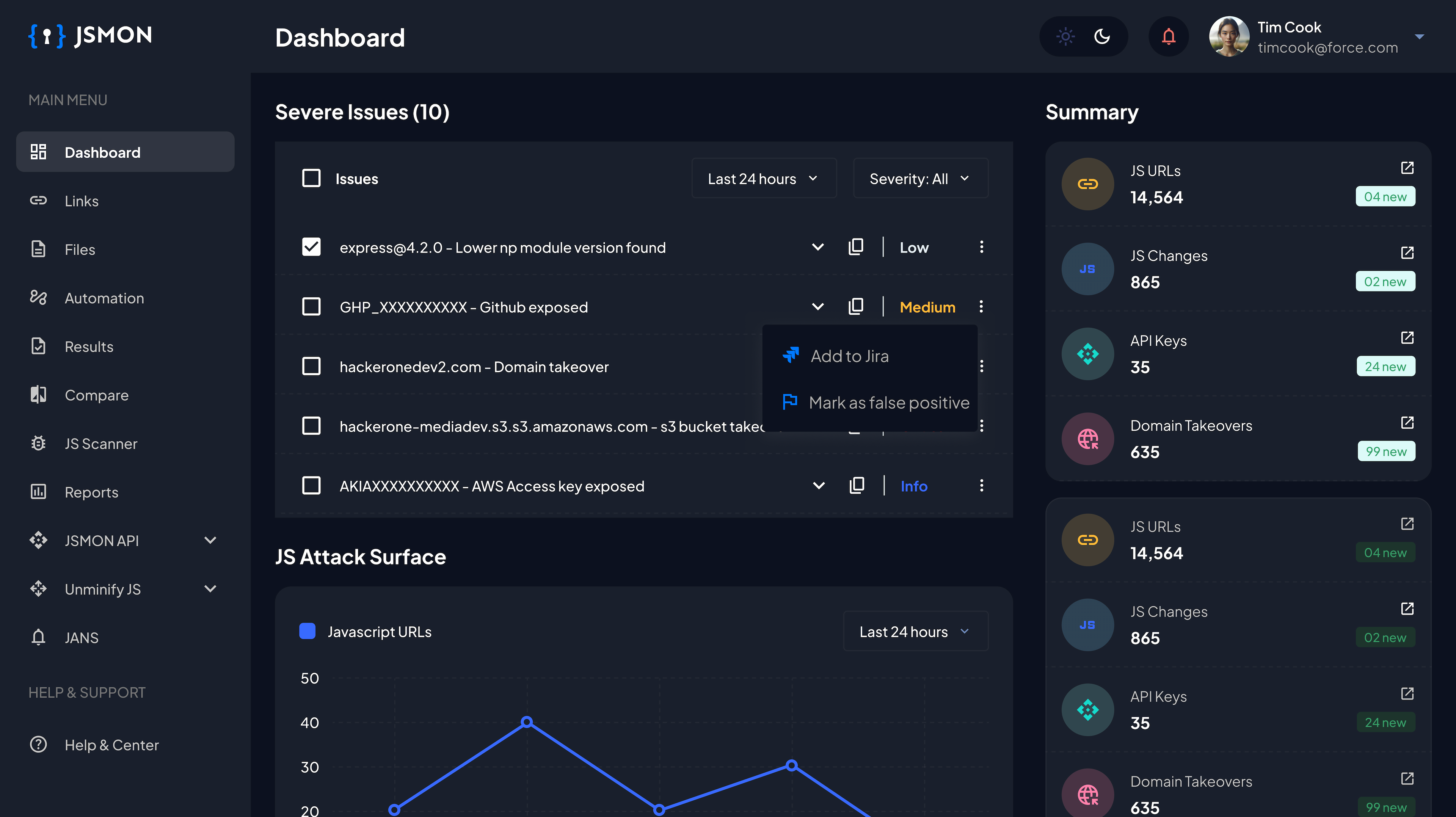 Monitoring JS Vulenerabilities